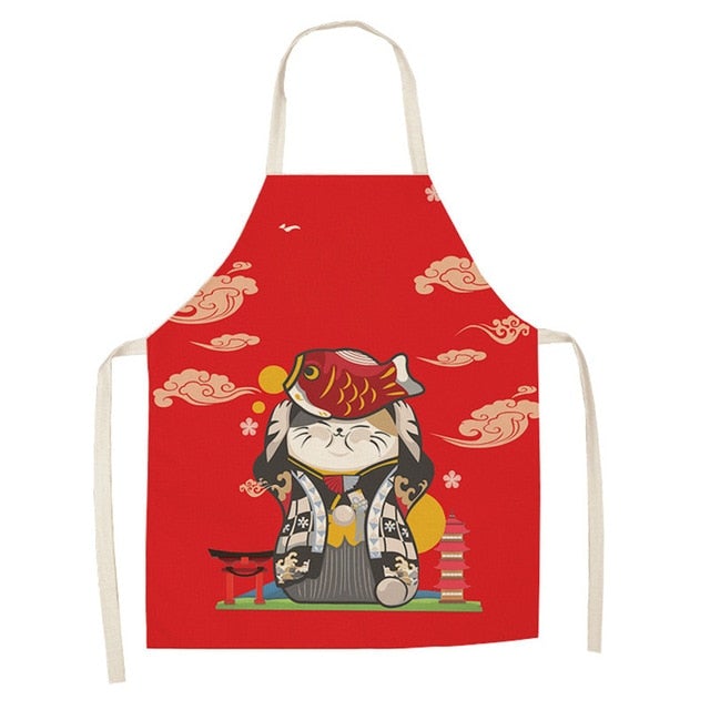 Japanese Lucky Cat Cotton Apron - Kawaiies - Adorable - Cute - Plushies - Plush - Kawaii