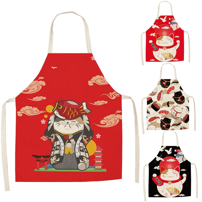 Japanese Lucky Cat Cotton Apron - Kawaiies - Adorable - Cute - Plushies - Plush - Kawaii