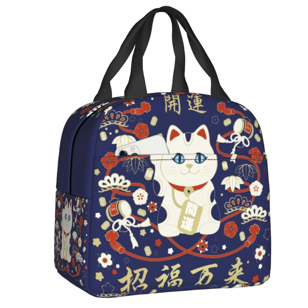 kawaiies-softtoys-plushies-kawaii-plush-Japanese Lucky Cat Lunch Bag Bag Blue 