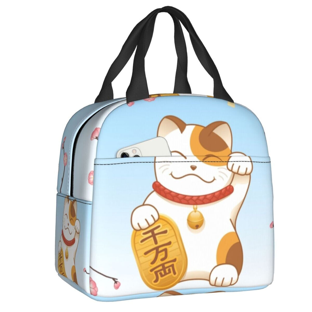 kawaiies-softtoys-plushies-kawaii-plush-Japanese Lucky Cat Lunch Bag Bag Sky Blue 