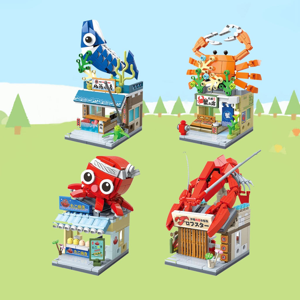 Japanese Micro Seafood Street Stalls Building Sets - Kawaiies - Adorable - Cute - Plushies - Plush - Kawaii