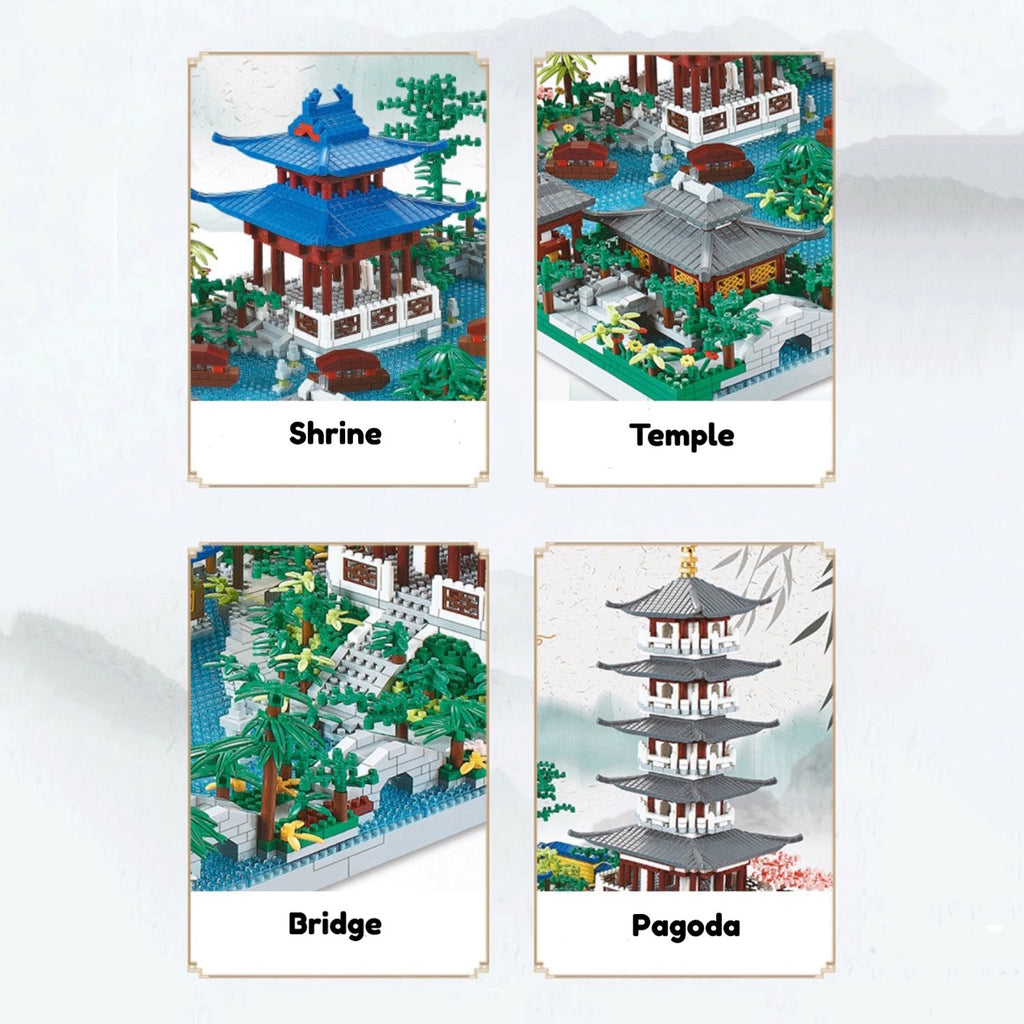 Japanese Pagoda Temples Lake Village Nano Building Set - Kawaiies - Adorable - Cute - Plushies - Plush - Kawaii