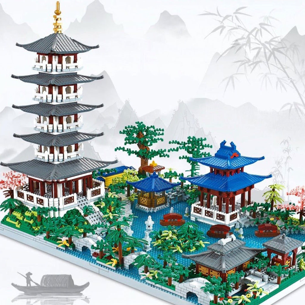 Japanese Pagoda Temples Lake Village Nano Building Set - Kawaiies - Adorable - Cute - Plushies - Plush - Kawaii
