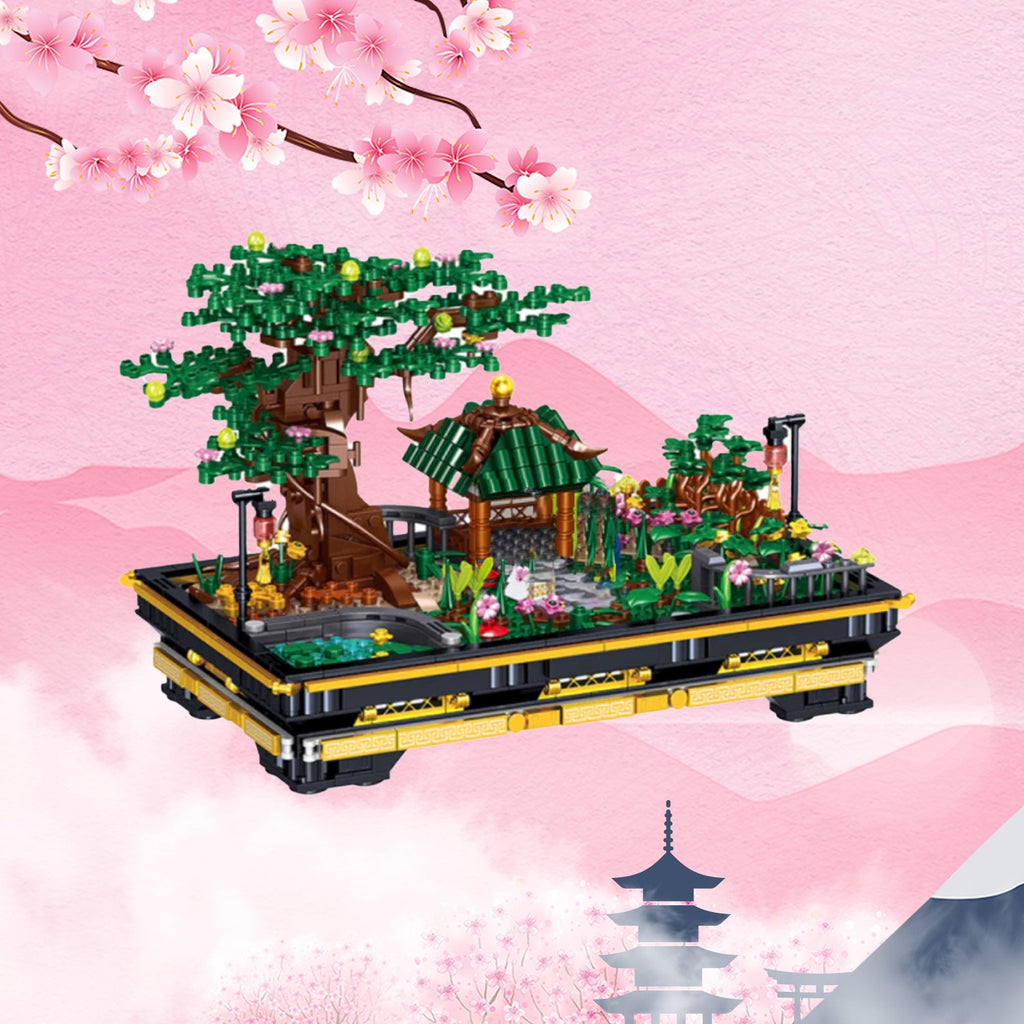 Japanese Pagoda Tree Pond Scene Nano Building Set - Kawaiies - Adorable - Cute - Plushies - Plush - Kawaii