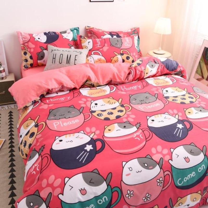 Japanese Pink Cats Bedding Set   -  Limited Stock - Kawaiies - Adorable - Cute - Plushies - Plush - Kawaii