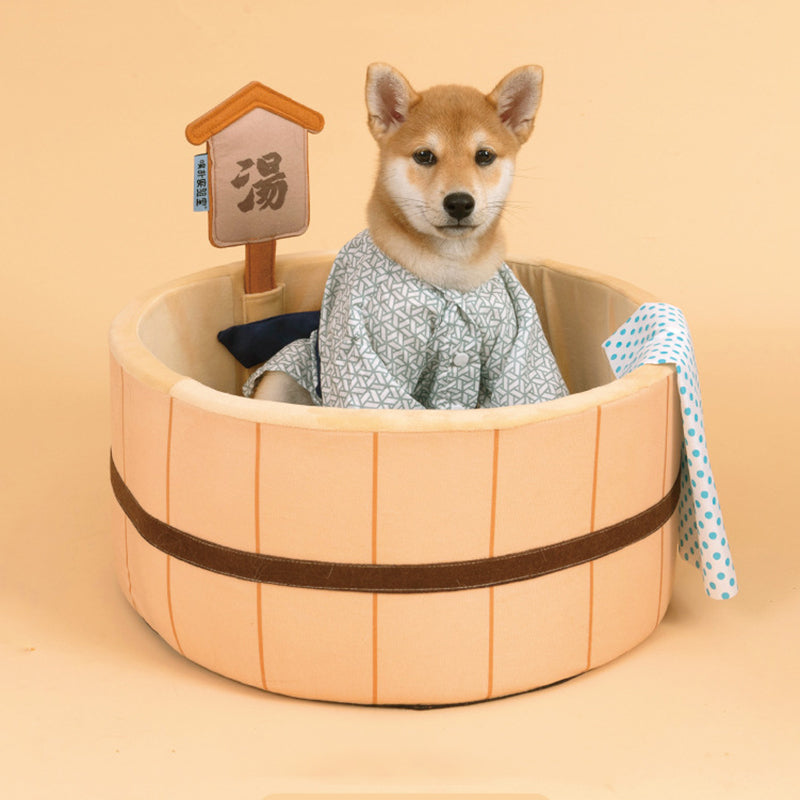 Japanese Plush Bathtub Basket Cat Dog Bed - Kawaiies - Adorable - Cute - Plushies - Plush - Kawaii