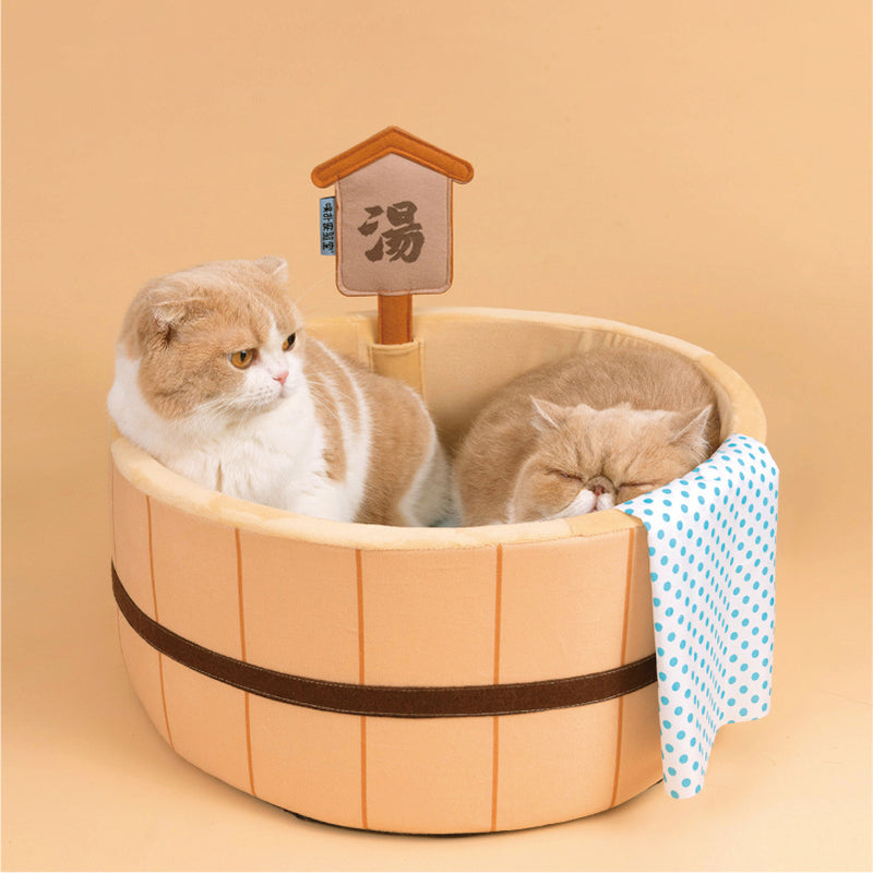 Japanese Plush Bathtub Basket Cat Dog Bed - Kawaiies - Adorable - Cute - Plushies - Plush - Kawaii