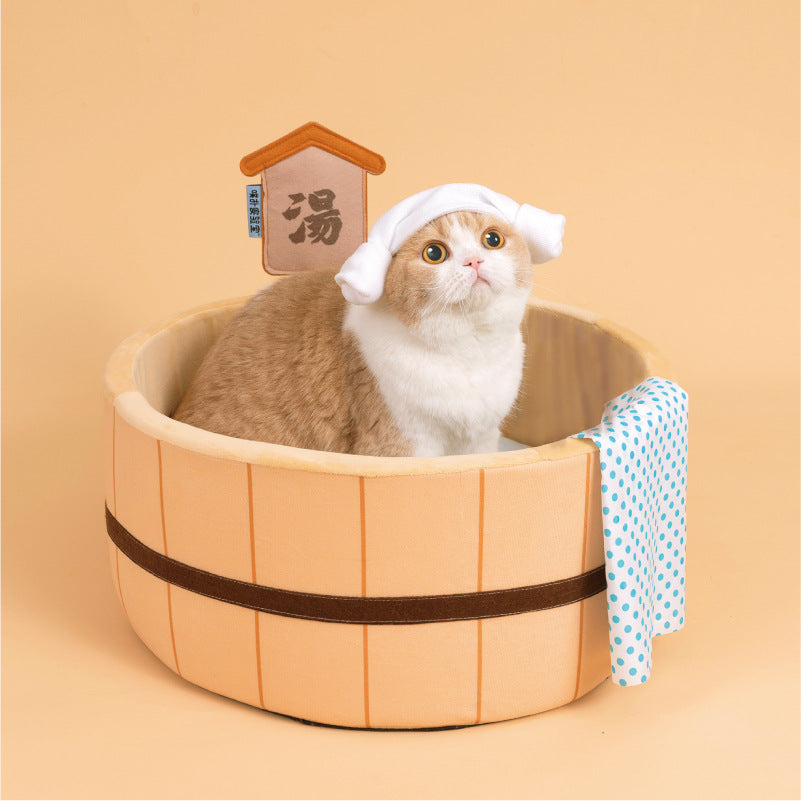 Japanese Plush Bathtub Basket Cat Dog Bed - Kawaiies - Adorable - Cute - Plushies - Plush - Kawaii