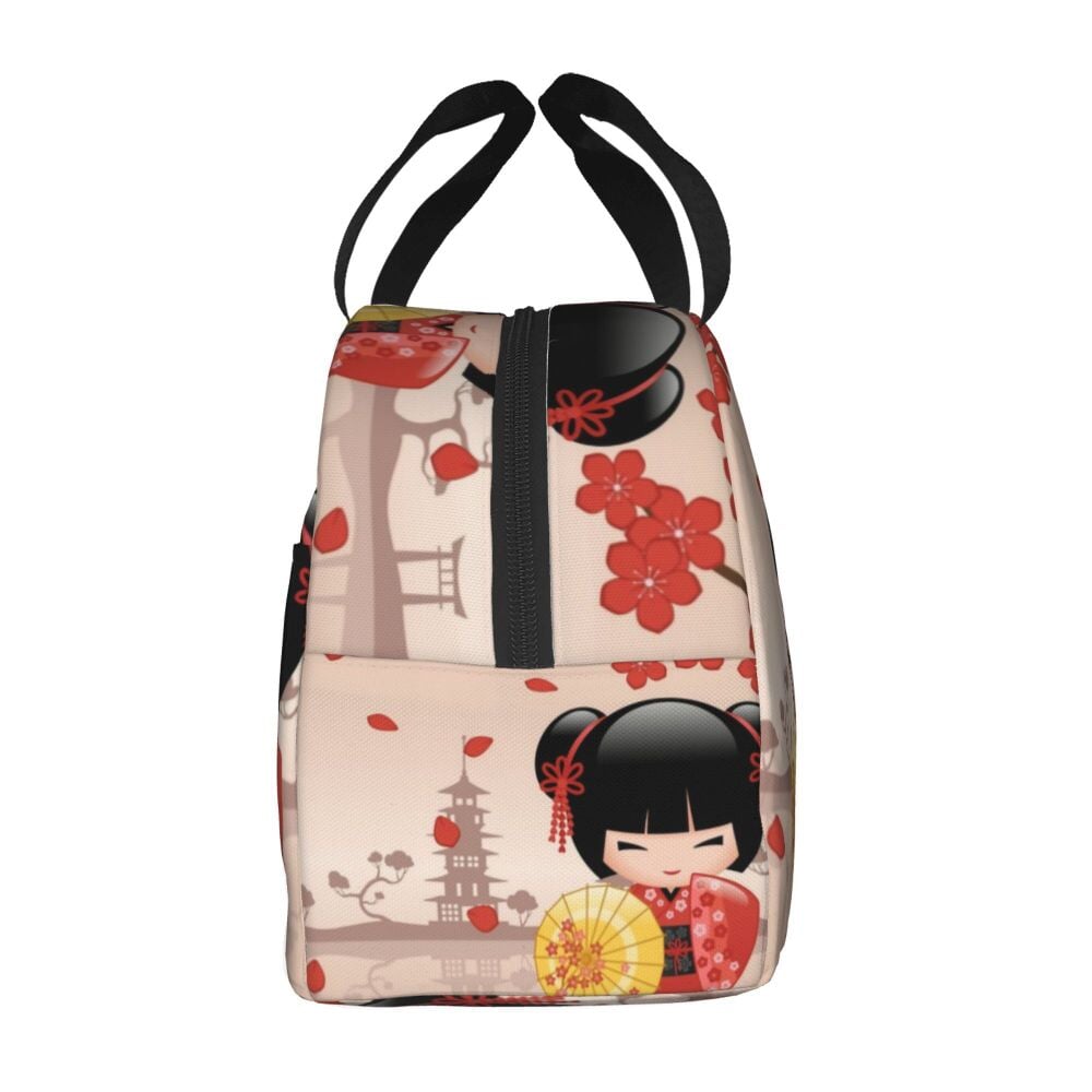 Kokeshi Doll Sakura Lunch Bag - Kawaiies - Adorable - Cute - Plushies - Plush - Kawaii