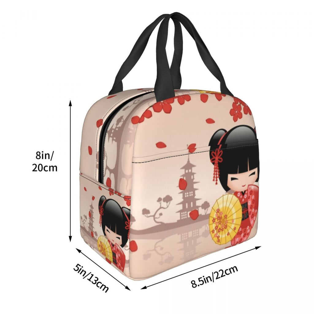 Kokeshi Doll Sakura Lunch Bag - Kawaiies - Adorable - Cute - Plushies - Plush - Kawaii
