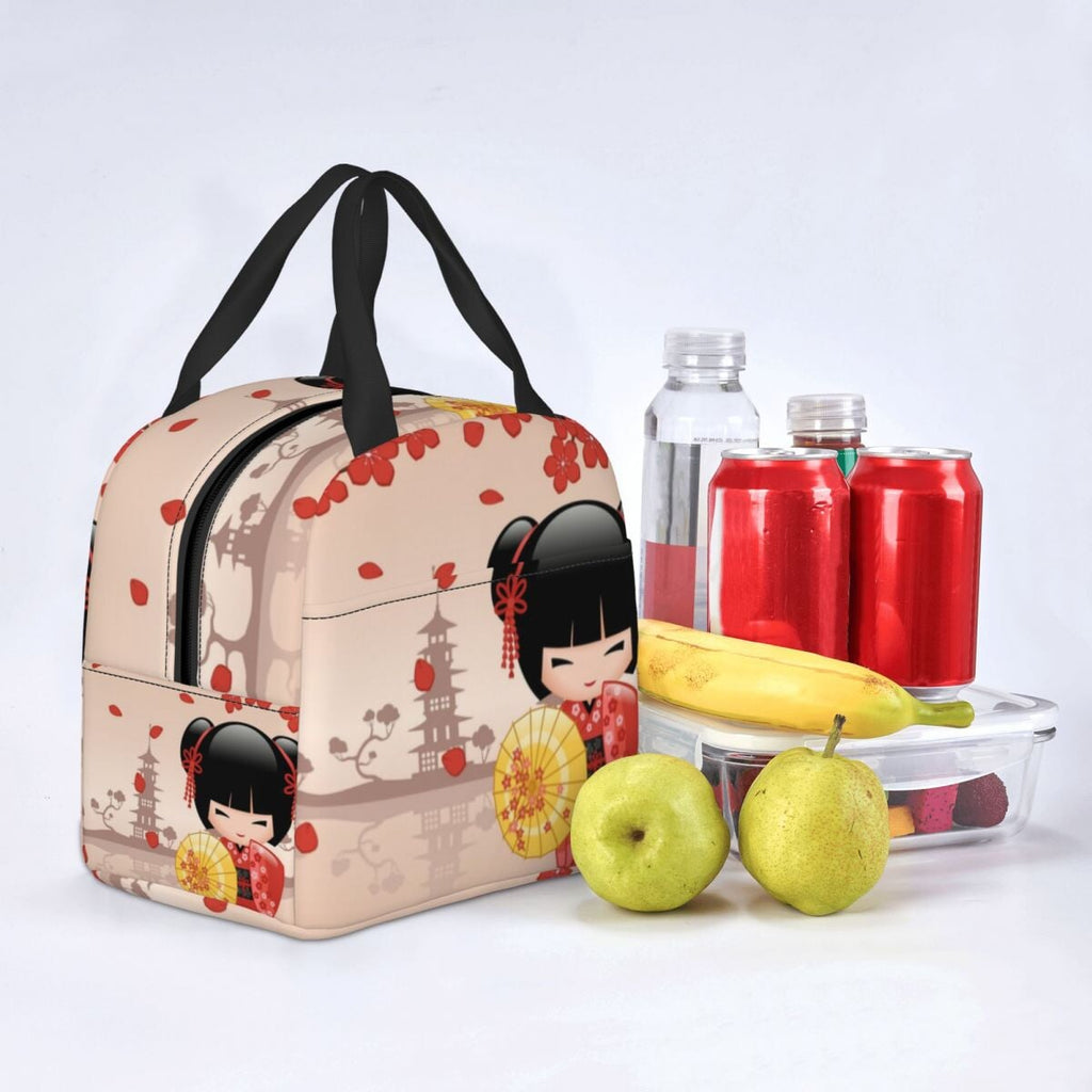 Kokeshi Doll Sakura Lunch Bag - Kawaiies - Adorable - Cute - Plushies - Plush - Kawaii