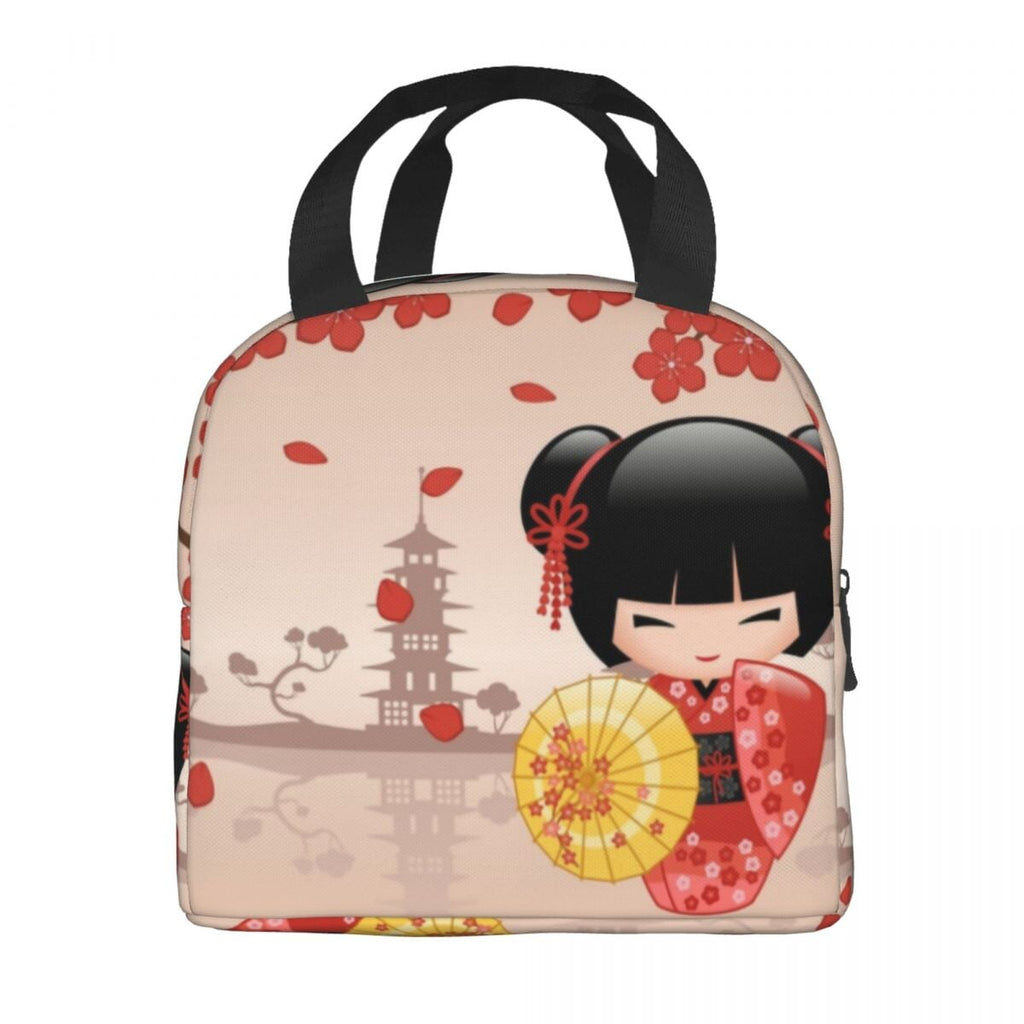 Kokeshi Doll Sakura Lunch Bag - Kawaiies - Adorable - Cute - Plushies - Plush - Kawaii