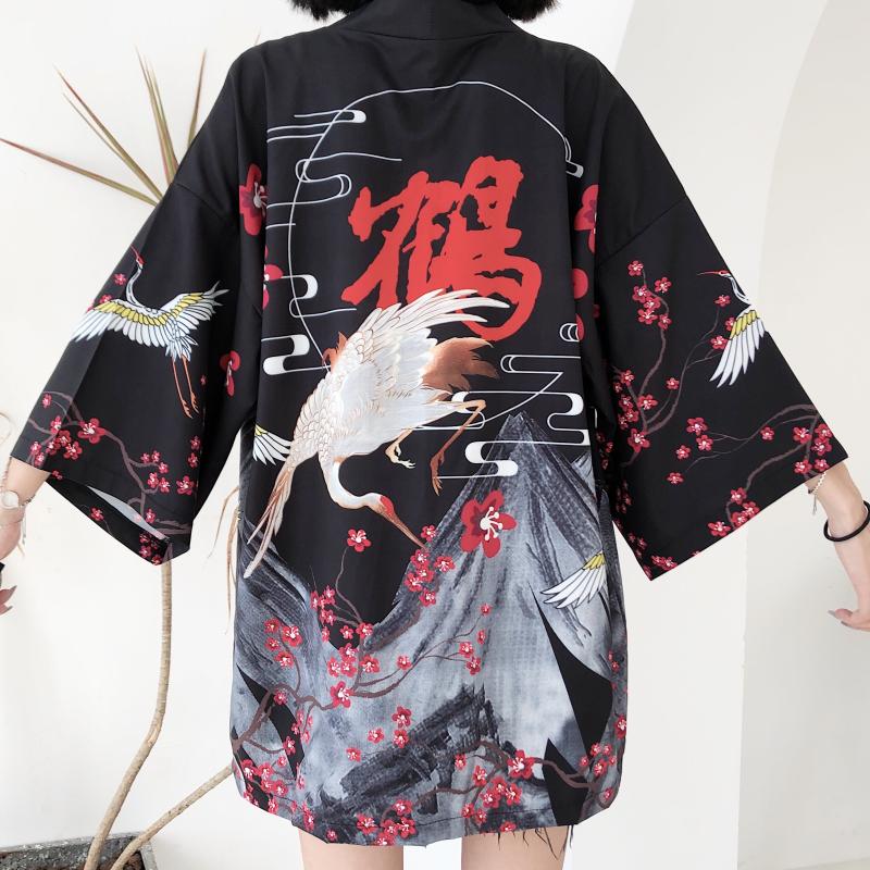 Japanese Red Crowned Crane Sakura Kimono Cardigan - Kawaiies - Adorable - Cute - Plushies - Plush - Kawaii