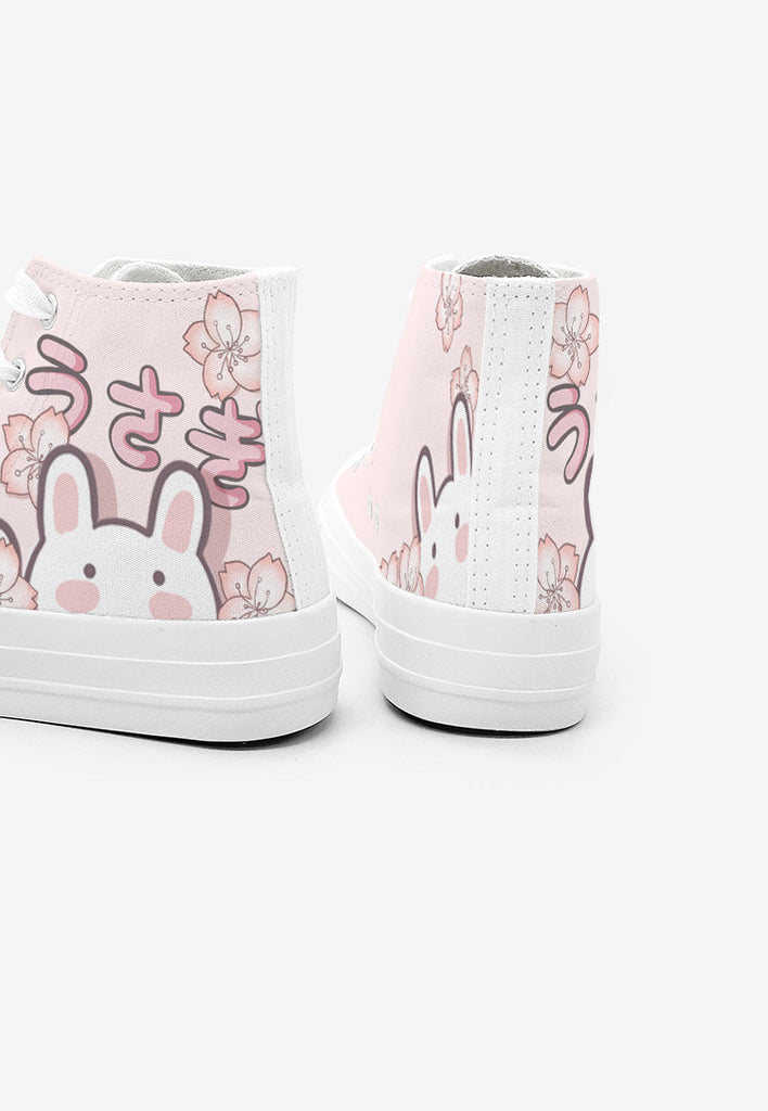 Japanese Sakura Bunny Pink Womens Sneakers Trainers - Kawaiies - Adorable - Cute - Plushies - Plush - Kawaii