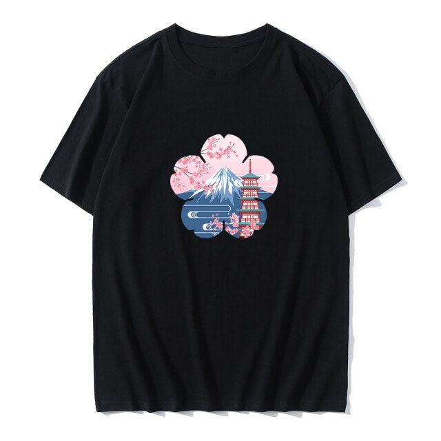 Japanese Sakura Mt Fuji Shrine Cherry Blossom Women's Tee - Kawaiies - Adorable - Cute - Plushies - Plush - Kawaii