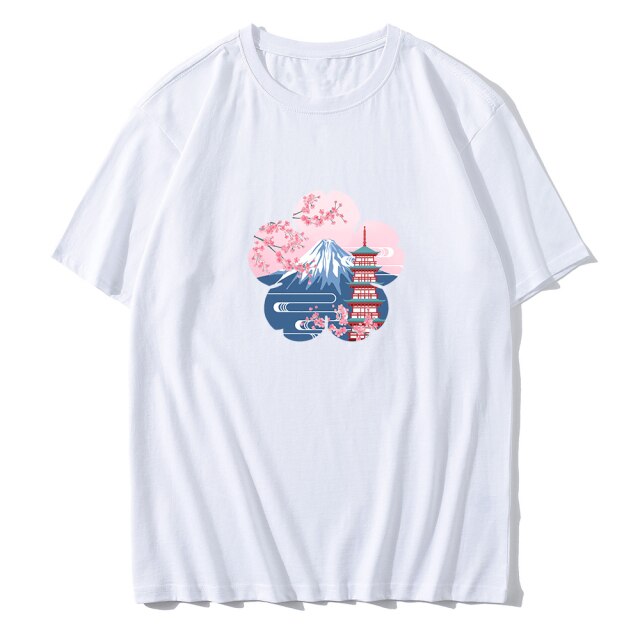 Japanese Sakura Mt Fuji Shrine Cherry Blossom Women's Tee - Kawaiies - Adorable - Cute - Plushies - Plush - Kawaii