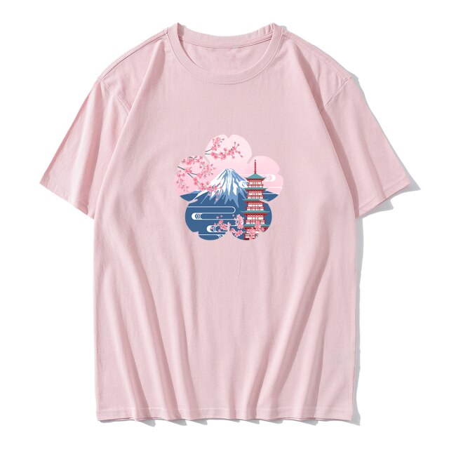 Japanese Sakura Mt Fuji Shrine Cherry Blossom Women's Tee - Kawaiies - Adorable - Cute - Plushies - Plush - Kawaii