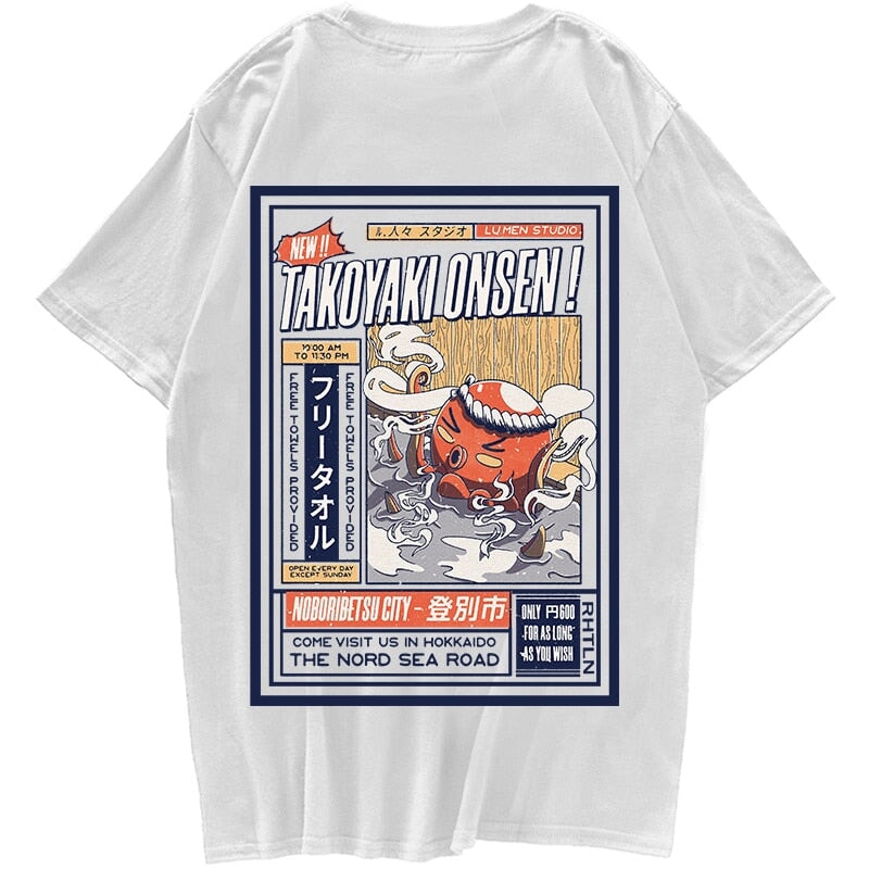 Japanese Takoyaki Octopus Onsen Unisex Tee | NEW - Kawaiies - Adorable - Cute - Plushies - Plush - Kawaii