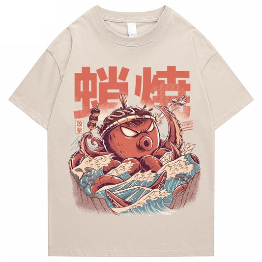 Japanese Takoyaki Octopus Wave Unisex Tee - Kawaiies - Adorable - Cute - Plushies - Plush - Kawaii