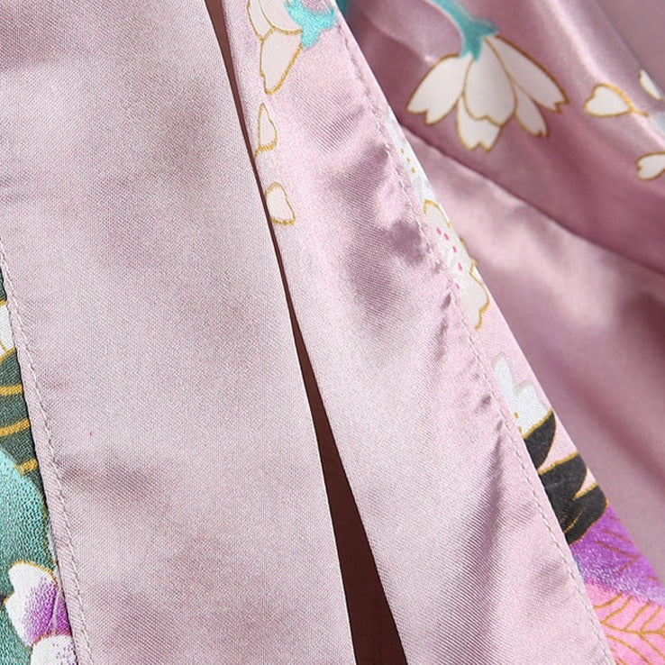 Japanese-themed Peacock Floral Women's Yukata Kimono Robe Cardigan with Belt - Kawaiies - Adorable - Cute - Plushies - Plush - Kawaii