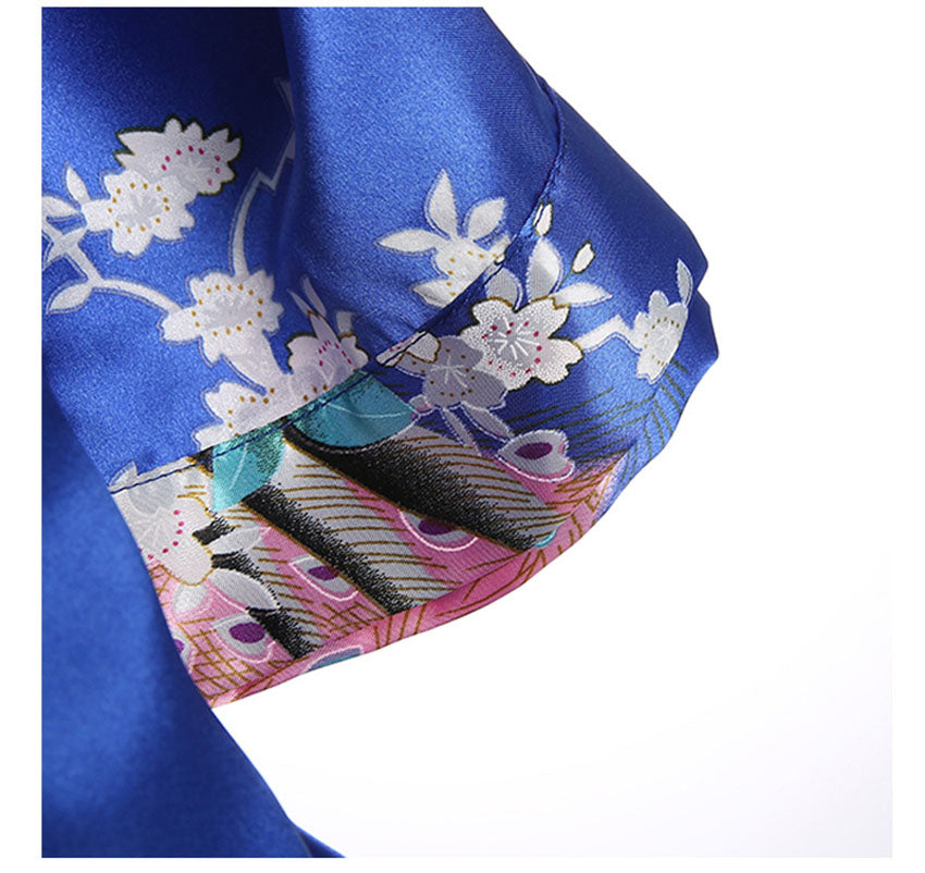 Japanese-themed Peacock Floral Women's Yukata Kimono Robe Cardigan with Belt - Kawaiies - Adorable - Cute - Plushies - Plush - Kawaii