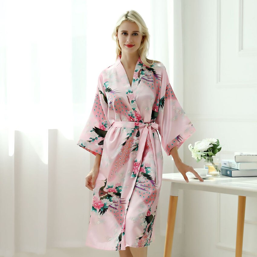 Japanese-themed Peacock Floral Women's Yukata Kimono Robe Cardigan with Belt - Kawaiies - Adorable - Cute - Plushies - Plush - Kawaii