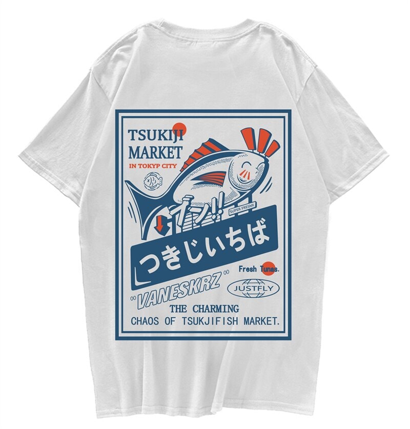 Japanese Tokyo Tsukiji Fish Market Unisex Tee - Kawaiies - Adorable - Cute - Plushies - Plush - Kawaii