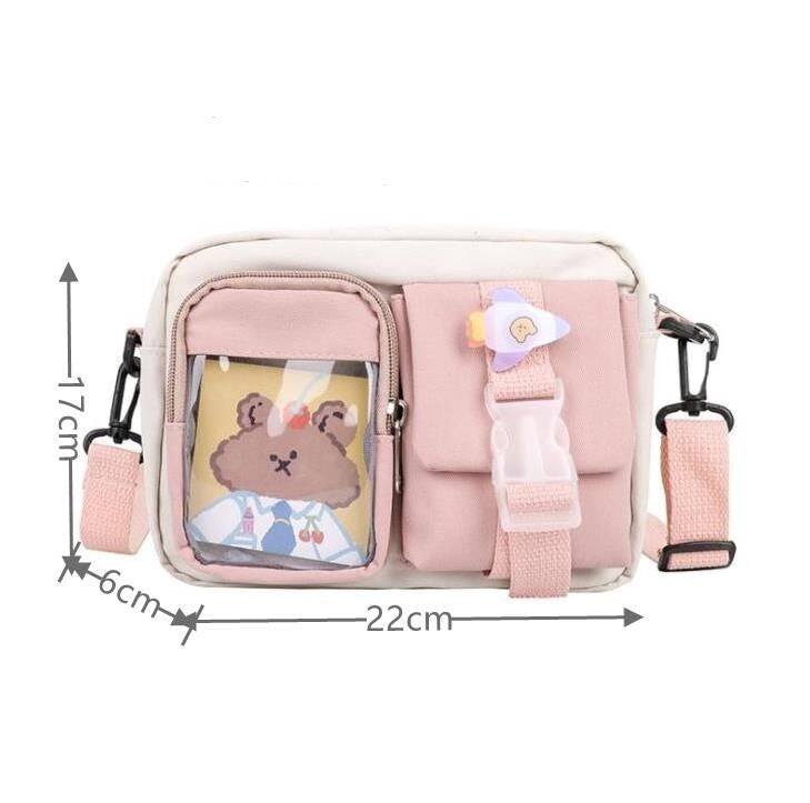 Japanse Rectangle Small Nylon Crossbody Shoulder Bag - Kawaiies - Adorable - Cute - Plushies - Plush - Kawaii