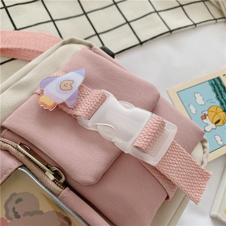 Japanse Rectangle Small Nylon Crossbody Shoulder Bag - Kawaiies - Adorable - Cute - Plushies - Plush - Kawaii