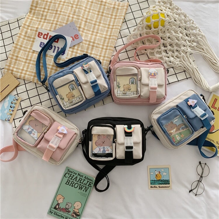 Japanse Rectangle Small Nylon Crossbody Shoulder Bag - Kawaiies - Adorable - Cute - Plushies - Plush - Kawaii