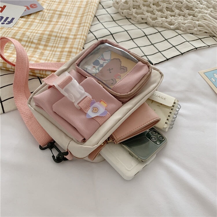 Japanse Rectangle Small Nylon Crossbody Shoulder Bag - Kawaiies - Adorable - Cute - Plushies - Plush - Kawaii