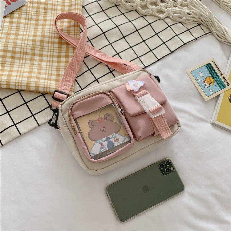 Japanse Rectangle Small Nylon Crossbody Shoulder Bag - Kawaiies - Adorable - Cute - Plushies - Plush - Kawaii