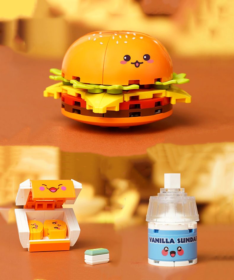 Juicy Burger Meal with Yummy Sweet Dessert Micro Sets - Kawaiies - Adorable - Cute - Plushies - Plush - Kawaii