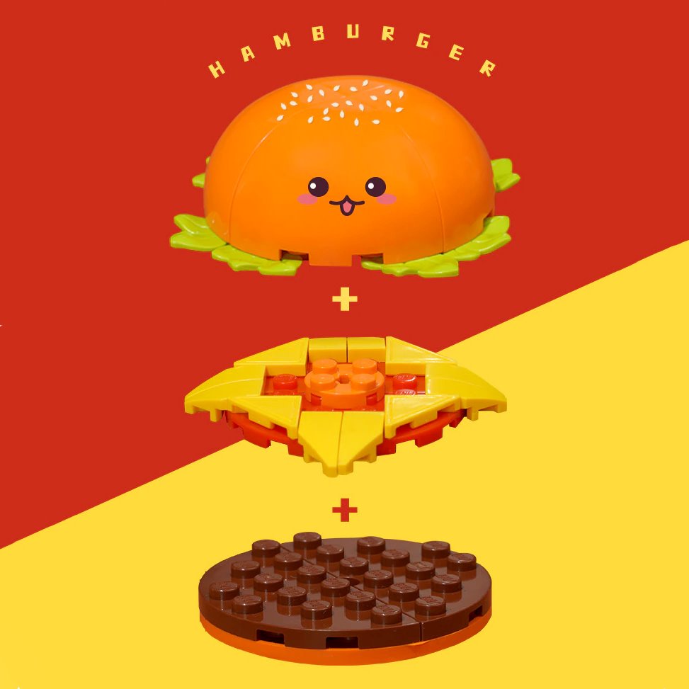 Juicy Burger Meal with Yummy Sweet Dessert Micro Sets - Kawaiies - Adorable - Cute - Plushies - Plush - Kawaii