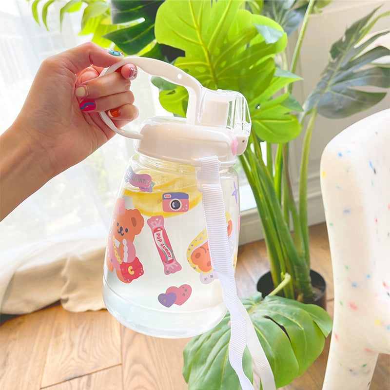 Jumbo Bear Plastic Bottle 1300ml with Straw - Kawaiies - Adorable - Cute - Plushies - Plush - Kawaii