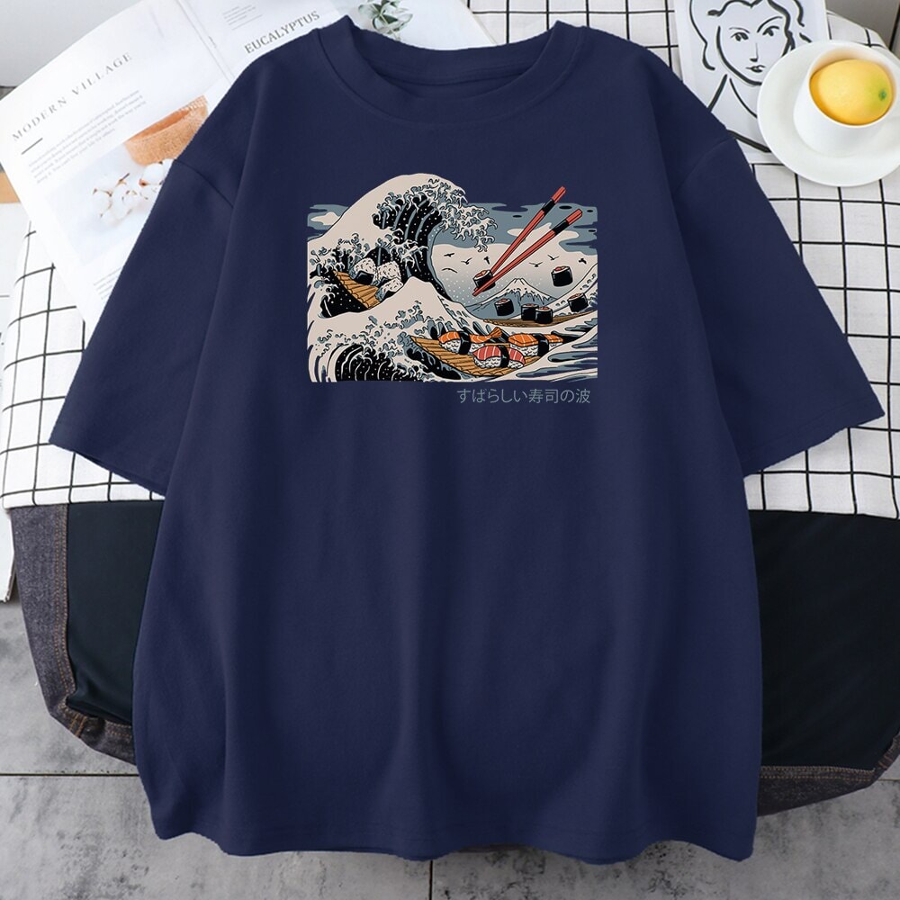 Kanagawa Wave of Sushi Unisex Cotton Tee - Kawaiies - Adorable - Cute - Plushies - Plush - Kawaii