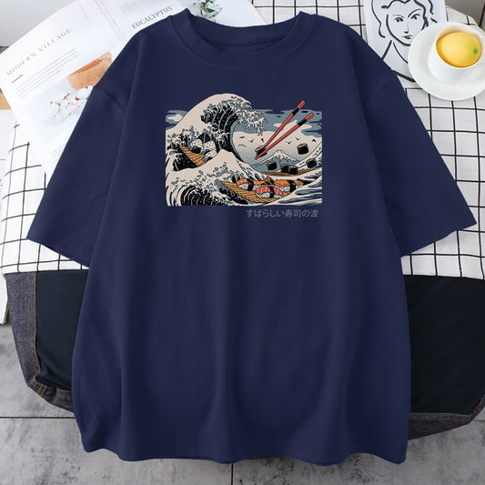 Kanagawa Wave of Sushi Unisex Cotton Tee - Kawaiies - Adorable - Cute - Plushies - Plush - Kawaii