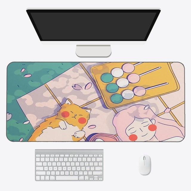 Kawaii Anime Aesthetics Large Mouse Pad - Kawaiies - Adorable - Cute - Plushies - Plush - Kawaii