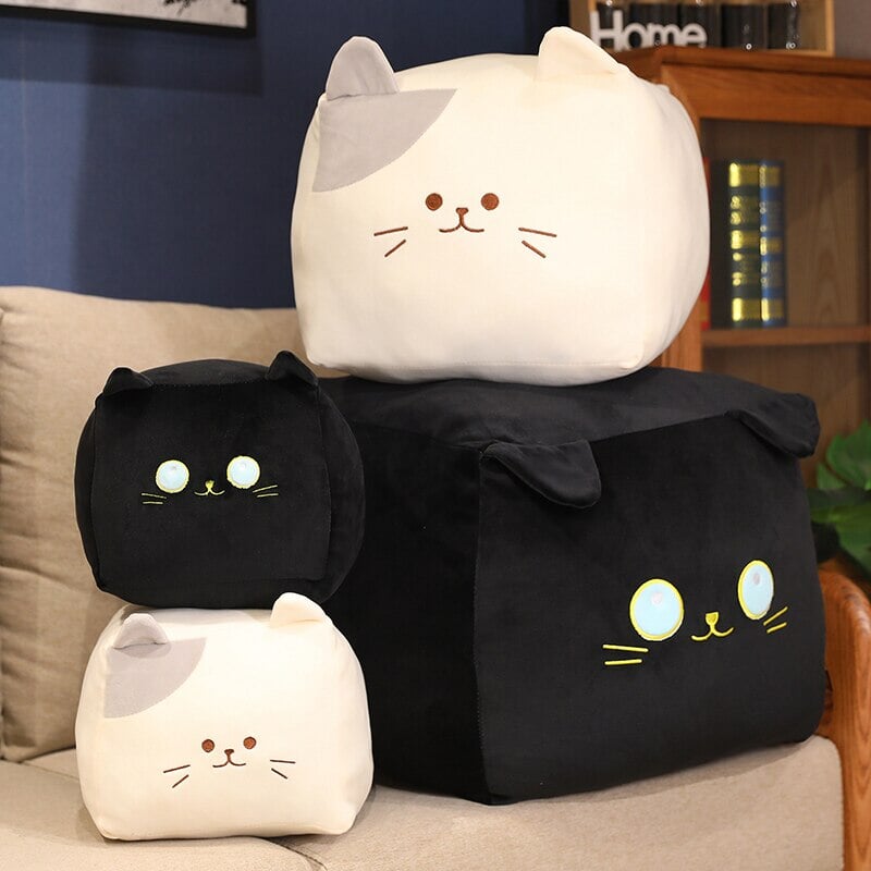 Kawaii Black White Cube Cat Plushies - Kawaiies - Adorable - Cute - Plushies - Plush - Kawaii