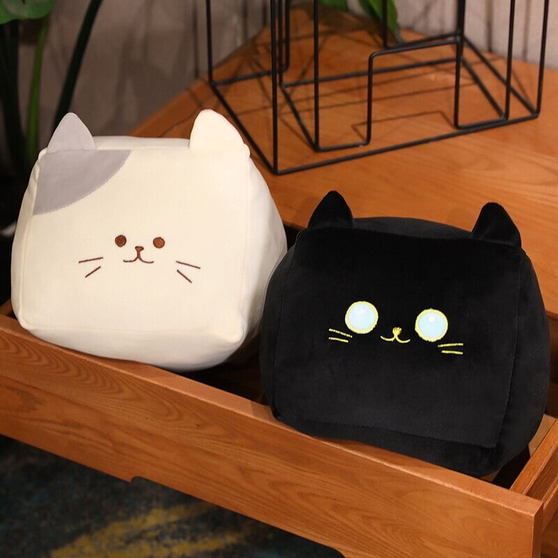 Kawaii Black White Cube Cat Plushies - Kawaiies - Adorable - Cute - Plushies - Plush - Kawaii