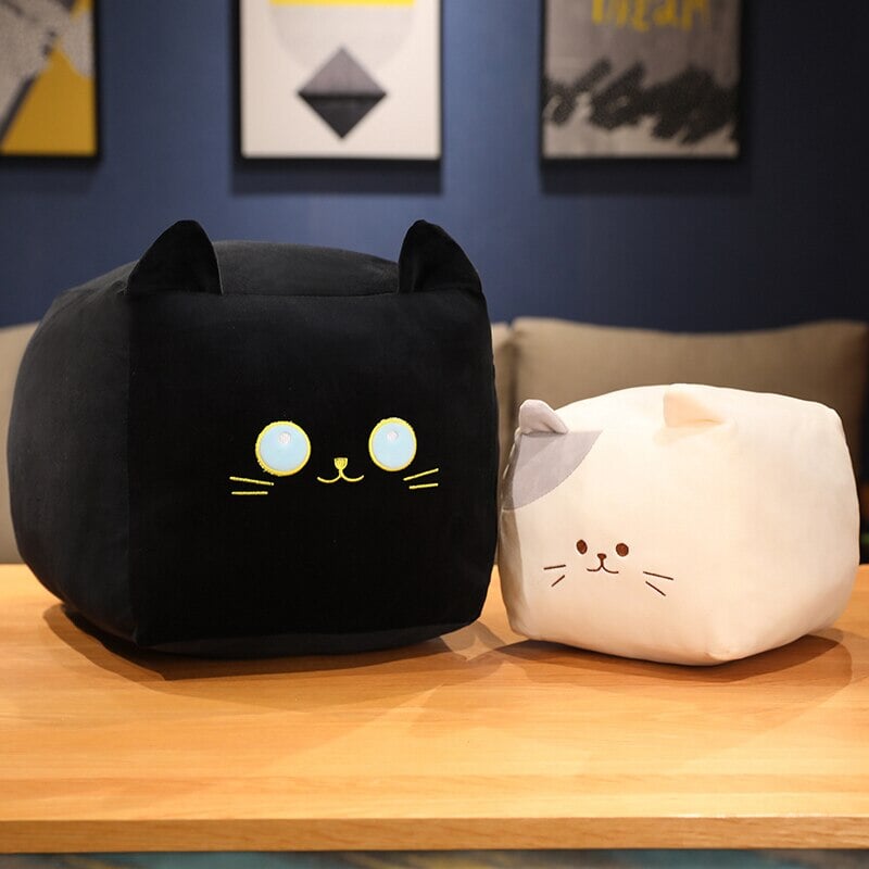 Kawaii Black White Cube Cat Plushies - Kawaiies - Adorable - Cute - Plushies - Plush - Kawaii