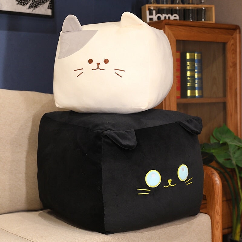 Kawaii Black White Cube Cat Plushies - Kawaiies - Adorable - Cute - Plushies - Plush - Kawaii