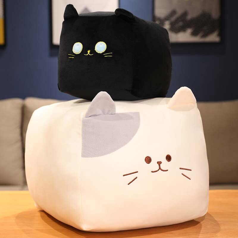 Kawaii Black White Cube Cat Plushies - Kawaiies - Adorable - Cute - Plushies - Plush - Kawaii