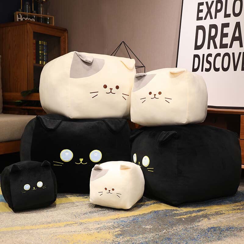 Kawaii Black White Cube Cat Plushies - Kawaiies - Adorable - Cute - Plushies - Plush - Kawaii