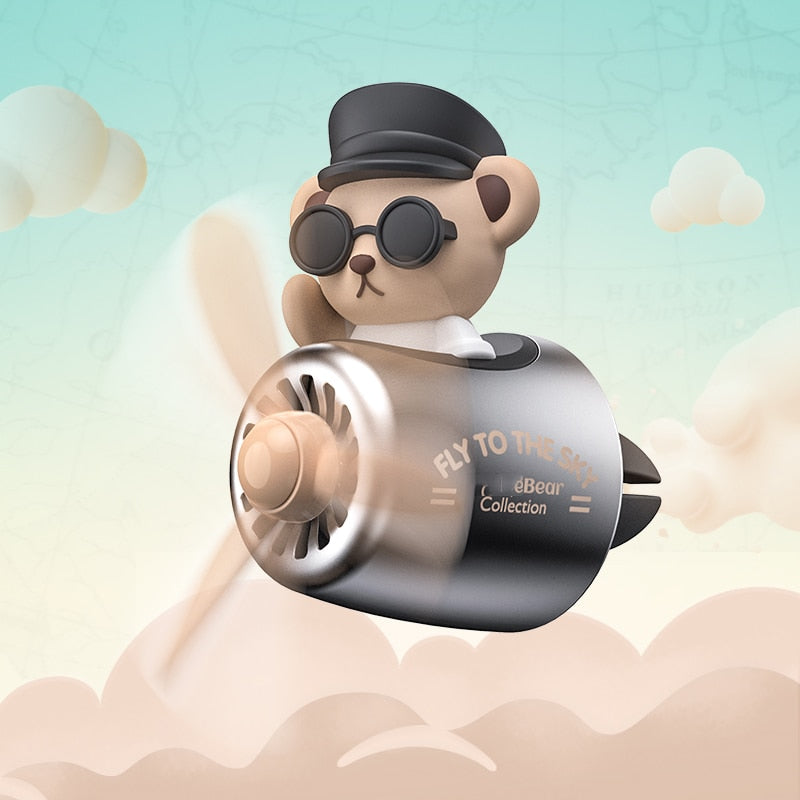 Kawaii Brown Bear Pilot Car Air Refresher Perfume Accessories