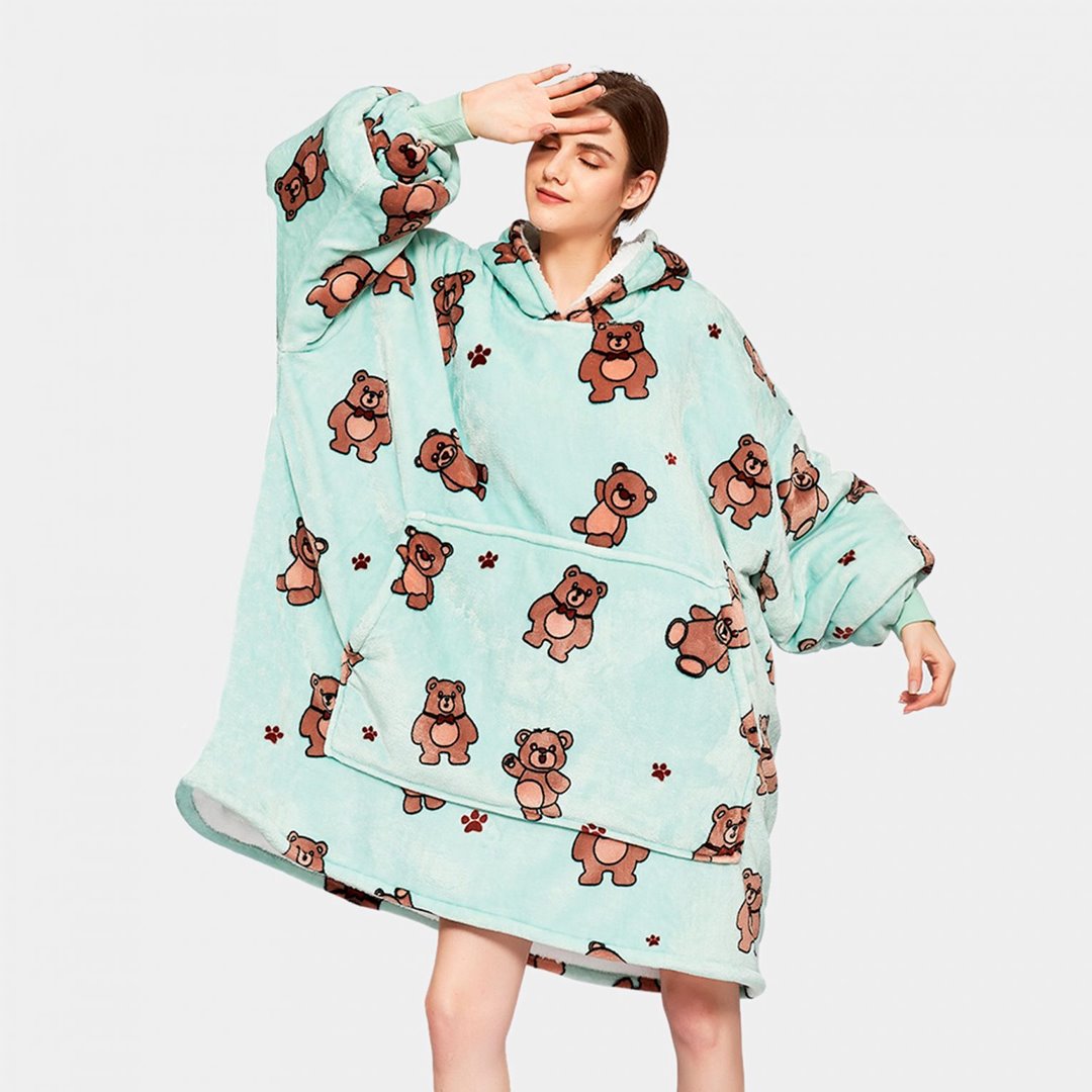 Kawaii Brown Bears Oversized Thick Blanket Hoodie – Kawaiies