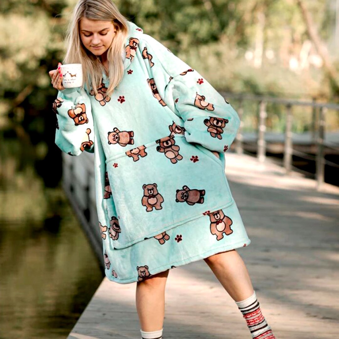 Kawaii Brown Bears Oversized Thick Blanket Hoodie - Kawaiies - Adorable - Cute - Plushies - Plush - Kawaii