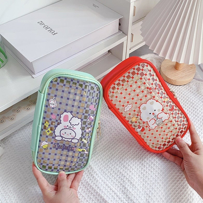 Kawaii Bunnies Clear Transparent Pencil Case - Kawaiies - Adorable - Cute - Plushies - Plush - Kawaii