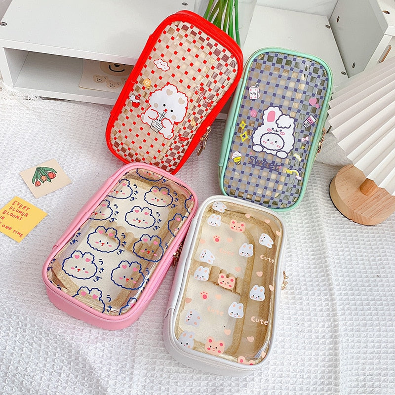 Kawaii Bunnies Clear Transparent Pencil Case - Kawaiies - Adorable - Cute - Plushies - Plush - Kawaii