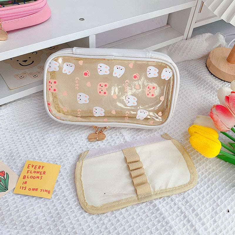 Kawaii Bunnies Clear Transparent Pencil Case